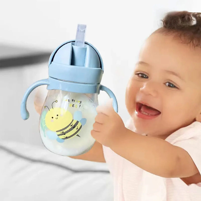 350/250ml Copo Squeeze Infantil Com Alça e Canudo Silicone Antivazamento