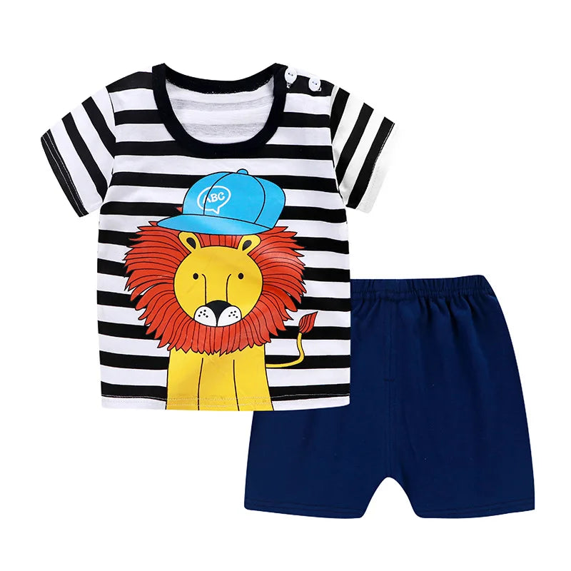 Conjunto  Desenho Animado de Manga Curta/Camiseta + Shorts