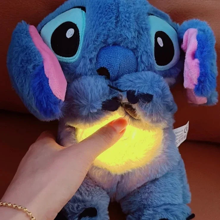 Boneca de Pelúcia Kawaii Stitch para Bebê,  Musical Som Calmante com  Luz