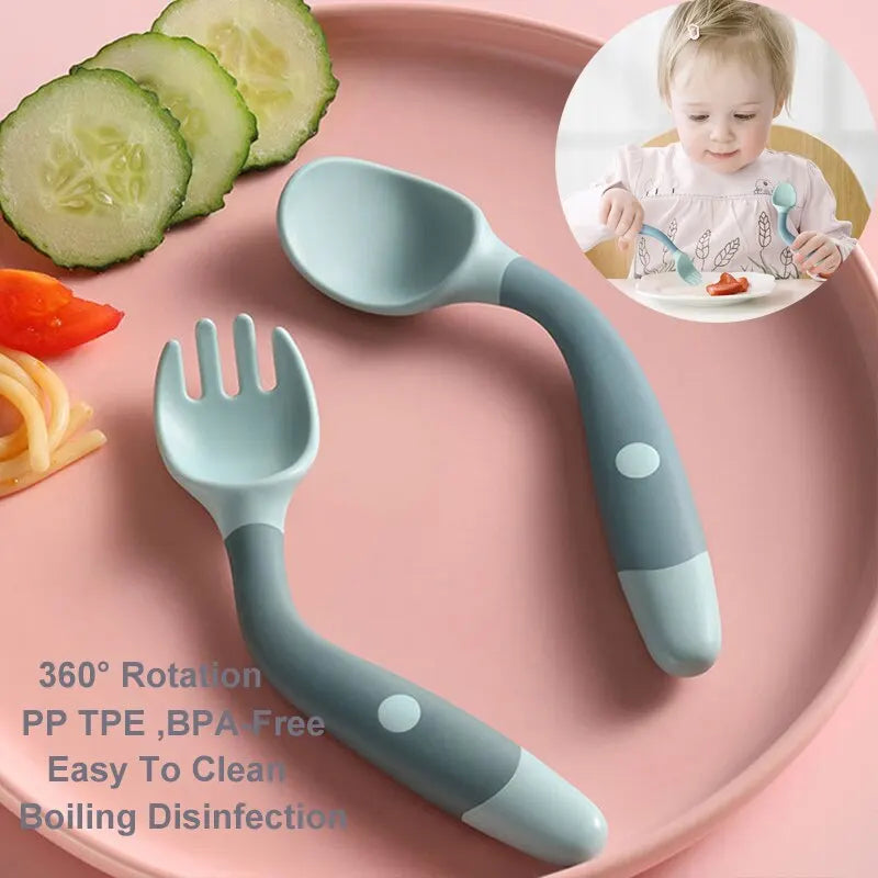 Colher de Silicone Redondos Tortos, Dobrável para Bebés